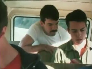 Classic mustache blowjob and fuck car