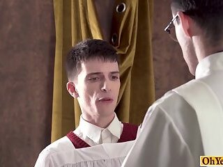 Young altar boy obeys Father and gets ass banged hard